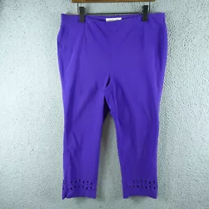 Virtuelle Womens Pants 18 Purple Straight Leg Crop Stretch Plus Work Career - Picture 1 of 10