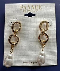 PANNEE BY PANACEA SIMULATED PEARL DROP EARRINGS - Picture 1 of 4