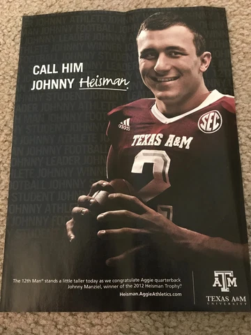 2012 JOHNNY MANZIEL HEISMAN TROPHY Poster Print Ad TEXAS A&M AGGIES FOOTBALL Cover
