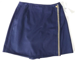 VTG Lizwear Blue Cotton Shorts Skirt Skort Wrap Overlay Combo Gold Trim Size 12 - Picture 1 of 6