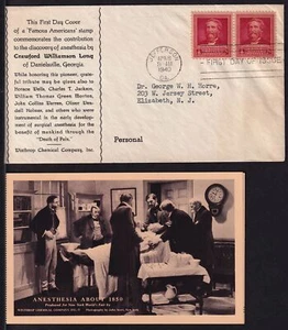 1940 Dr. Crawford W. Long Sc 875-69A Winthrop Chemical cachet Famous Americans - Picture 1 of 3