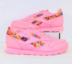  Reebok Classic Leather GS Pink & Multi Color Running Shoes Sz 5.5 NEW CN7474 - Picture 1 of 5