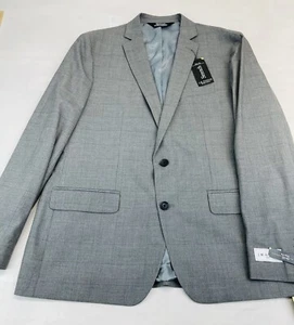 JM Haggar Men Size 46 R Premium Stretch Slim Fit Suit Jacket Plaid Med. Gray NEW - Picture 1 of 14