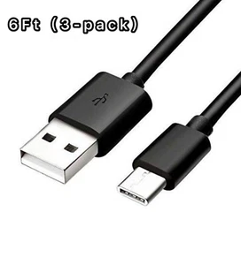 3Pcs 6FT Type-C USB-C Cable Fast Rapid Power Cord Charger Charging OEM Quality - Picture 1 of 9