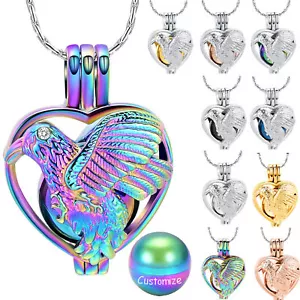 Eagle Heart w/ Small Urn Cremation Pendant Keepsake Urn Necklace For Ashe Holder - Picture 1 of 15