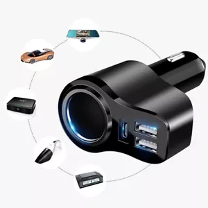 Vehicle Cigarette Lighter Socket Splitter 2 Way USB Multi Charger Power Adapter - Picture 1 of 17