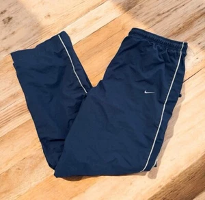 Vintage 90’s Y2K Nike Mini Swoosh Baggy Nylon Track Pants Wide Leg Size L - Picture 1 of 6