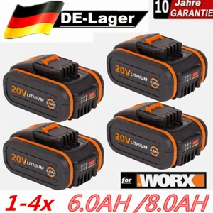 1/2/3/4Stück 20V 6.0Ah 8.0Ah Akku Für Worx Ersatzakku WA3553 WA3556 WA3551 NEU - Picture 1 of 24