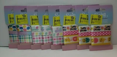 Lot of 8 Walmart Spring Ribbon Easter Themed Ribbon 9 Different Designs  - Image 1 of 4