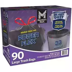 Member's Mark 33-Gallon Power Flex Drawstring Trash Bags 90 - Picture 1 of 1