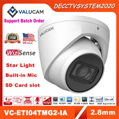 VALUCAM VC-ETI04TMG2-IA 4MP MIC WizSense POE IP Camera Full Metal Security iDmss