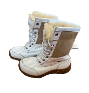Ugg Australia Brown White Leather Sheepskin Waterproof Boots Size 6 S/N 3235 - Picture 1 of 10