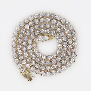 14k Solid Gold 5.5mm Diamond Illusion-Set Chain - Picture 1 of 4