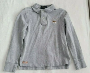 Polo Ralph Lauren kids boys' size 8 gray dog king cavalier long sleeve polo - Picture 1 of 3