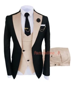 Fashion Men's Formal Suit 3 Piece Set Blazer+Vest+Pants Party Wedding Costume - Picture 1 of 37