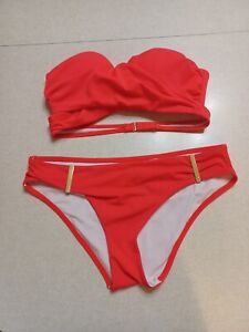 Victoria's Secret Bikini Swim Set 34B Strapless Top Medium Hipster Bottoms