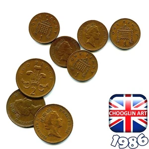 Collection of BRITISH 1986 ELIZABETH II coins, 39 Years Old! - Picture 1 of 1