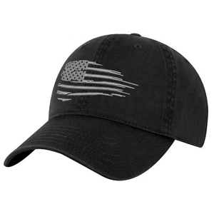 Distressed Silver American Flag Hat – Patriotic Embroidered Dad Cap - Picture 1 of 10