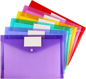 Paquete de 6 carpetas de documentos transparentes sobres de plástico sobres de polietileno sobres de archivo con - Imagen 1 de 12