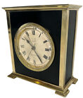 Dunhill Quartz Desk Clock Brass Gold & Black Swiss Made