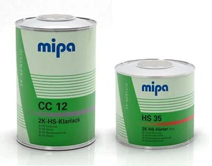 SET Mipa 2K HS vernice trasparente CC 12 incl. Indurente HS 35 lungo 1,5 L | 1,0 L vernice trasparente 0,5 - Foto 1 di 5