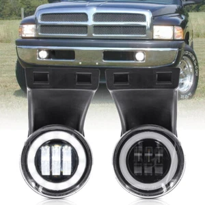 White Led Fog Driving Light for 1994-2002 Dodge RAM 1500 2500 3500 Halo Ring DRL - Foto 1 di 6
