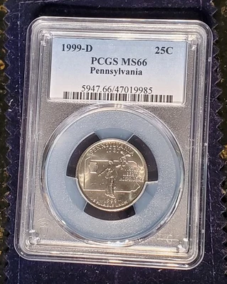 1999-D PCGS MS66 25c Pennsylvania Statehood Quarter  - Image 1 of 2