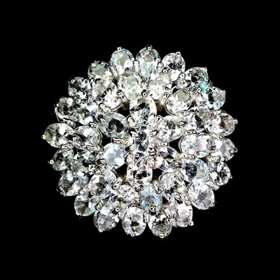 925 Sterling Silver Ring Oval Aquamarine Natural Gemstone Jewelry Size 8 - Image 1 of 4