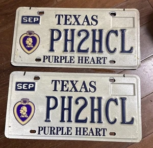 COPPIA Targhe Texas Vintage "Cuore Viola" PH2HCL - Foto 1 di 4