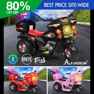 ALFORDSON Kids Ride On Car Police Motorcycle Electric Toy 25W Motor MP3 Lights - Picture 1 of 37
