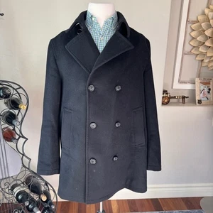 Jacob Siegel Company Giacca Uomo Nero Misto Lana Cashmere Pavone Cappotto Invernale - Foto 1 di 14