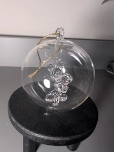Disney Arribas Brothers Vetro Topolino Icona Rotonda Bauble Trasparente Ornamento - Foto 1 di 4