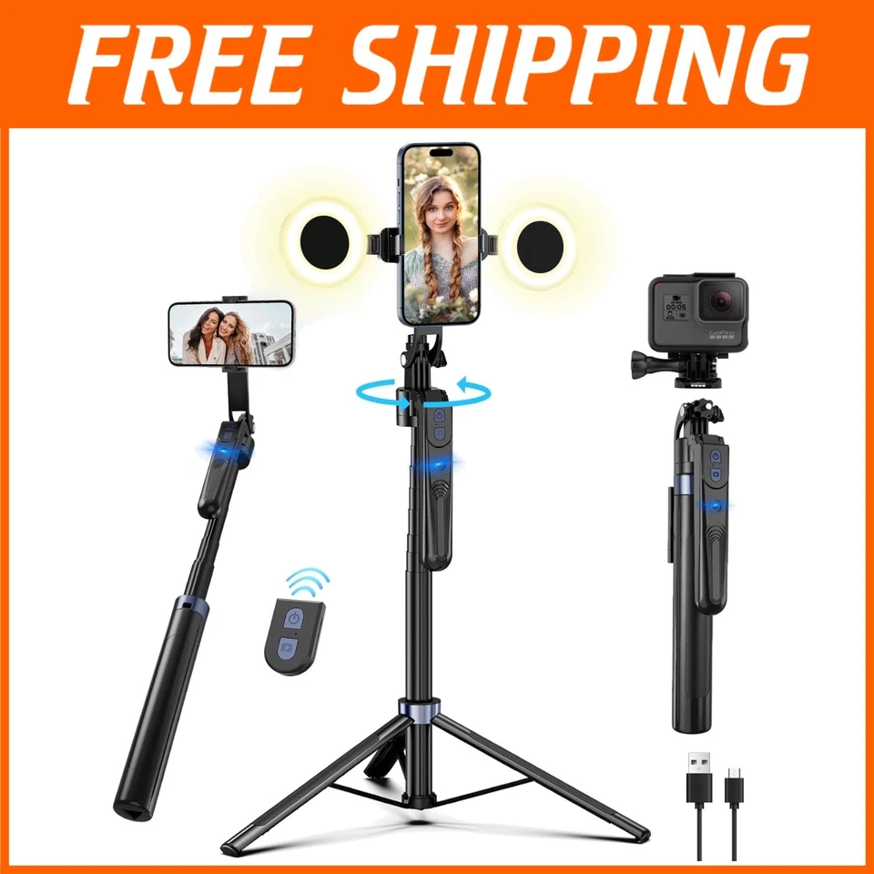 Extendable 70” Tripod with Gesture Control, Light & Remote - Ideal for Videos - Image 1 of 4