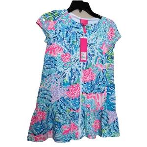 Lilly Pulitzer UPF 50+ Ivy Cover Up Girls Sink or Swim Beach Zip Blue Sz L NWT - Picture 1 of 6
