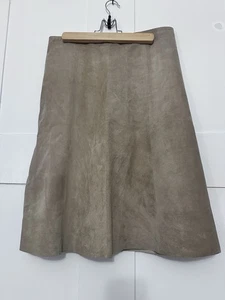 New Frontier Women's Celery Green Suede Midi Skirt Lined Sz 10 - Picture 1 of 8