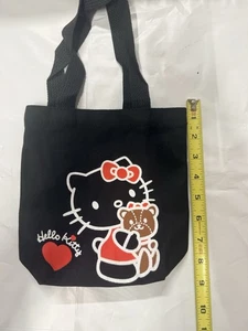 Borsa Hello Kitty tela NERA tote borsetta tracolla Sanrio ragazza spiaggia nuova - Foto 1 di 4