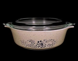 Pyrex Casserole Dish 471-B Folk Art 500ml Covered Brown Speckled Ovenware - Picture 1 of 6
