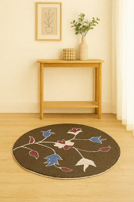 Hand Tufted Woolen Marden Carpets 3X3 lovely Round Area Rug Multicolor Carpets. - Image 1 of 4