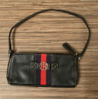 Tommy Hilfiger Black Red Stripe White Stitching Small Shoulder Handbag Purse Euc