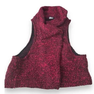 Alembika Vest Unique Women’s L red black knit wool cotton blend collared draped - Picture 1 of 10