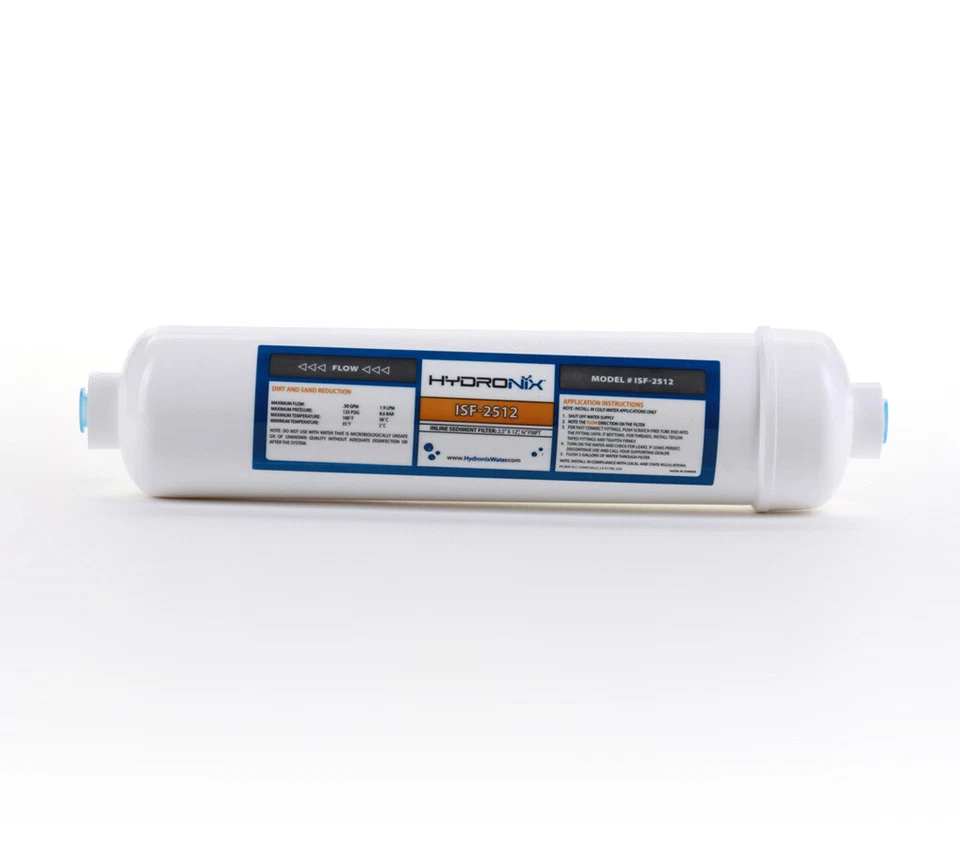 Hydronix Inline Sediment Water Filter, Pre Filtration 2.5" x 12", 1/4" NPT Ports - Image 1 of 3