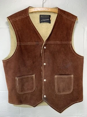 Chaleco de Gamuza JC Penney De Colección Mediano Años 70 80 Forrado Sherpa JCP Foto 1 de 4