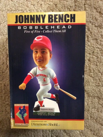 Johnny Bench Bobblehead Cincinnati Reds Hall of Fame 2011 5th in Series of 5 "H" Cover