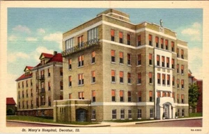 DECATUR, ILLINOIS - ST. MARY'S HOSPITAL - VINTAGE LINEN POSTCARD - Picture 1 of 2