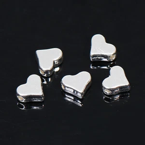 Heart Metal Spacer Beads 20pcs 7mm x 6mm - Silver Plated Love Charms Valatine - Picture 1 of 6