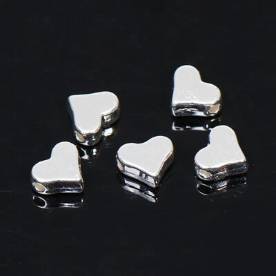Heart Metal Spacer Beads 20pcs 7mm x 6mm - Silver Plated Love Charms Valatine - Image 1 of 4