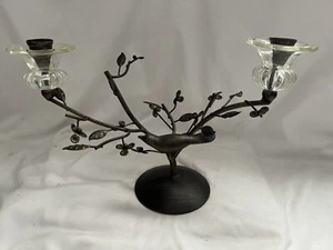 Metal Candelabra: Bird & Flower Design: French Market Bronze Look 14"L x 9"H - Picture 1 of 10