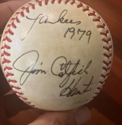 JIM CATFISH HUNTER signed OAL baseball YANKEES 1979  jsa coa - Image 1 of 4