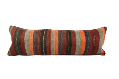 Kilim Pillow Cover 12x36 Handwoven Ethnic Vintage Handwoven Kilim Cushion A3232 - Image 1 of 4