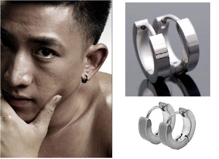 Argento orecchini 4mm UOMO DONNA UNISEX cerchio ACCIAIO INOX TITANIO - Immagine 1 di 1